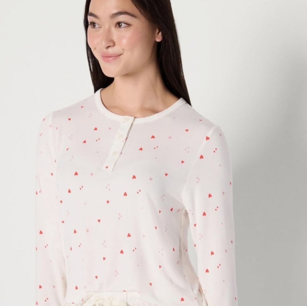 Amazon Essentials x Sofia Grainge Long Sleeve Pajama Set Heart Print Size Medium - Picture 3 of 9